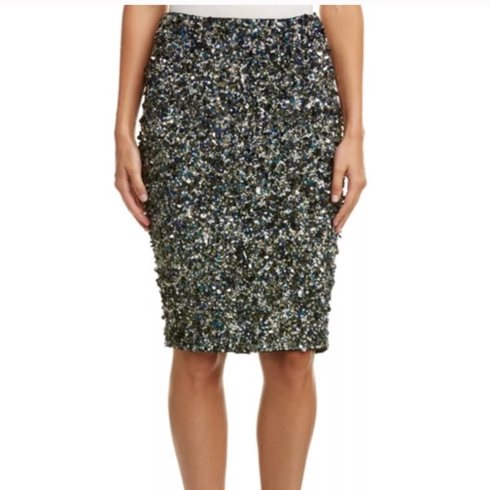Haute Hippie Mosaic Sequin Embellished Pencil Skirt